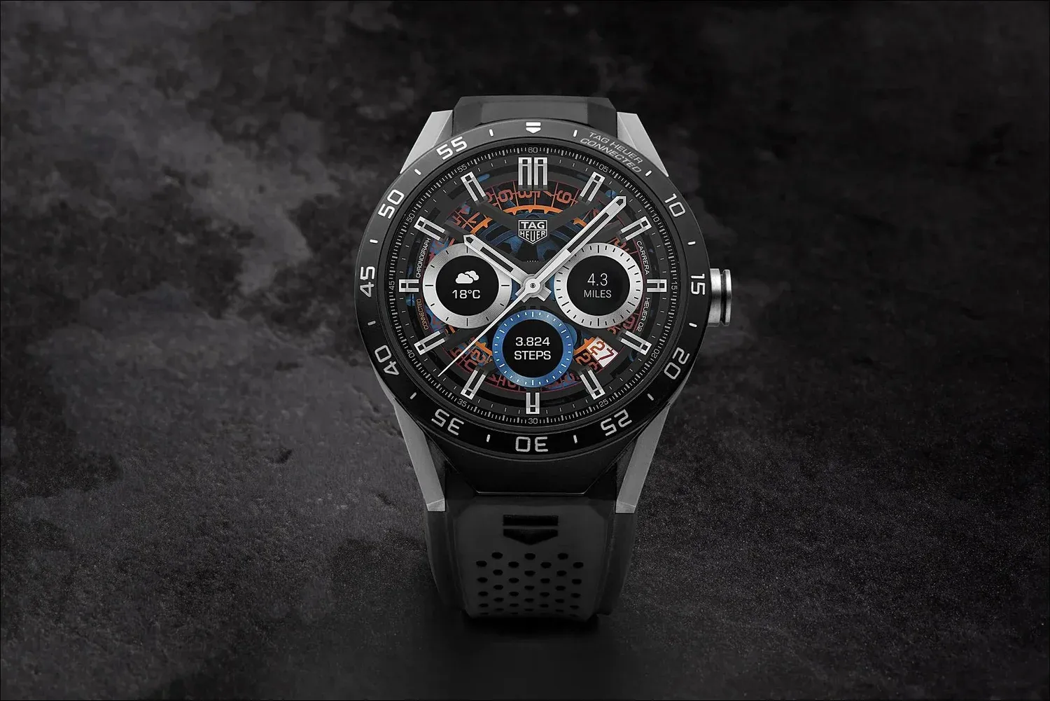 Tag heuer connected smartwatch black dial slate