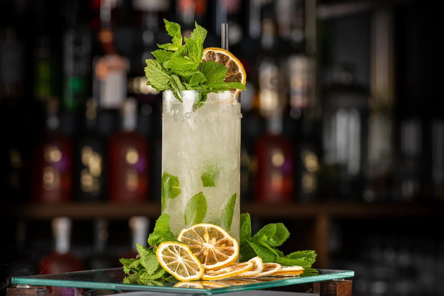 Styled drink photographed for packaging and marketing