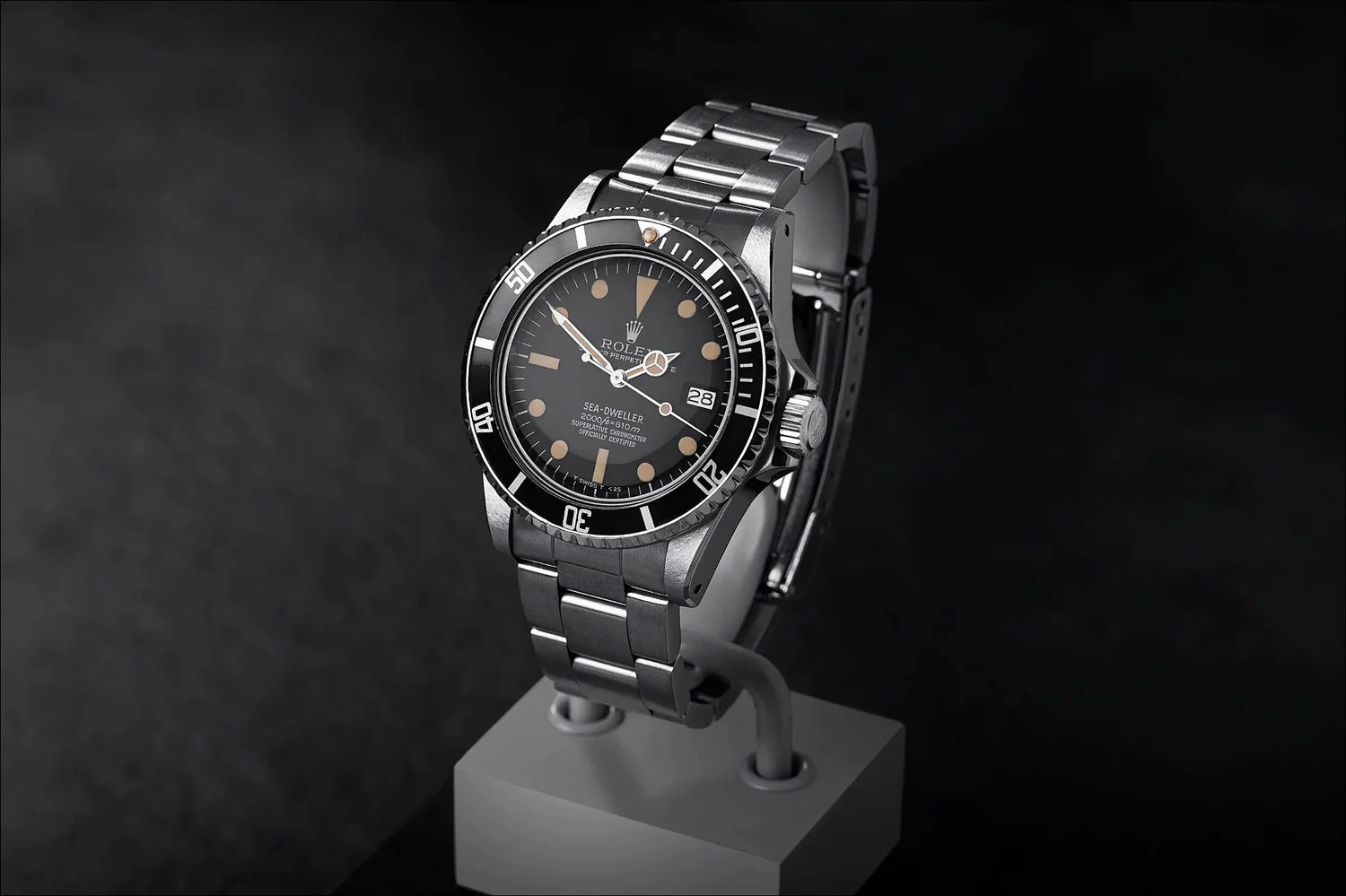 Rolex sea dweller great white patina dial watch photography