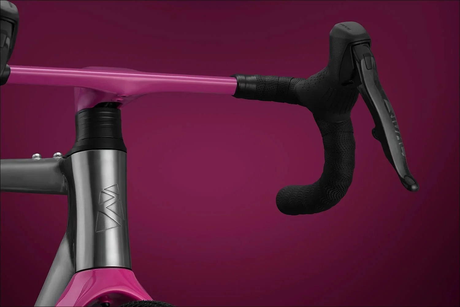 Titanium head tube magenta cockpit