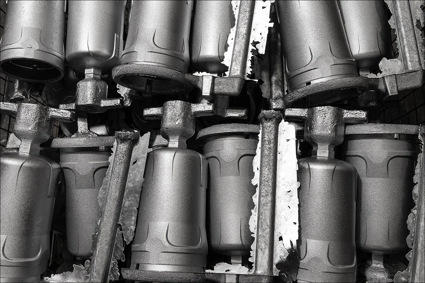 Untrimmed metal castings raw texture accrington