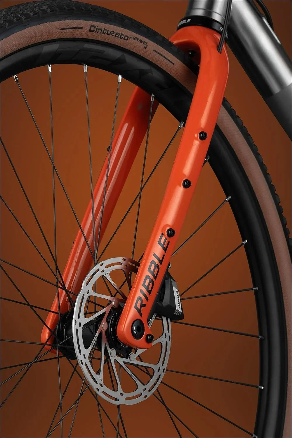 Ribble gravel bike burnt orange fork sram disc brake