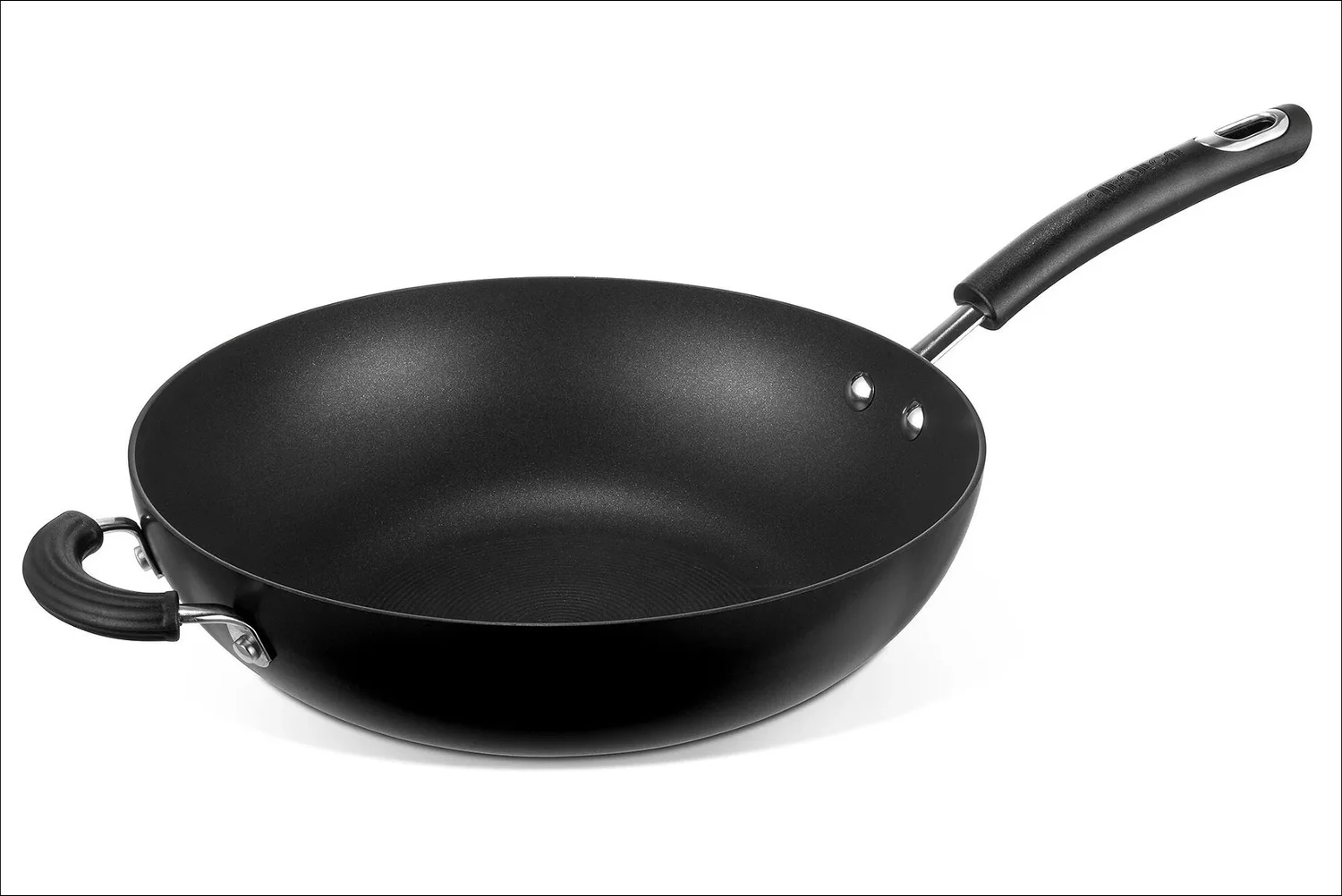 Black nonstick wok textured handle