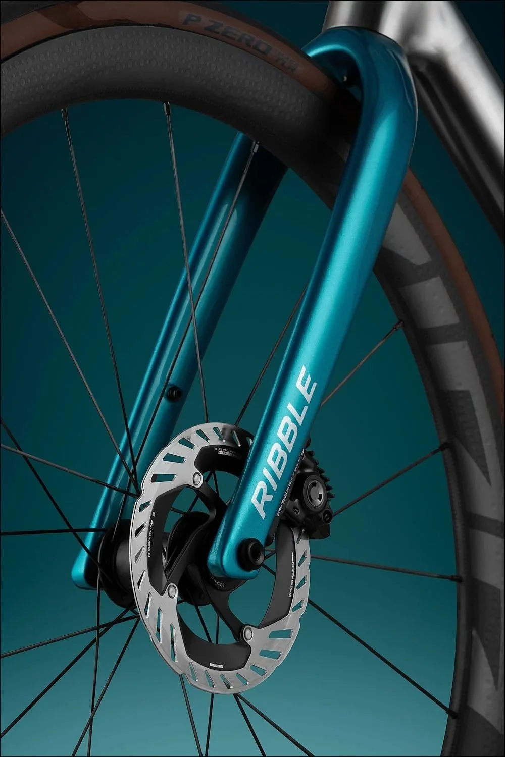 Ribble teal fork disc brake