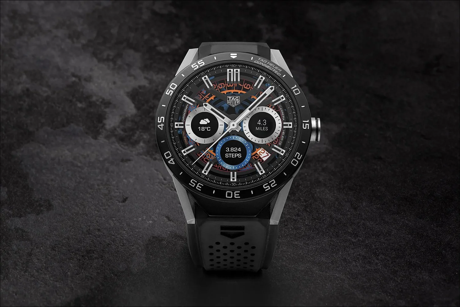 Tag heuer connected smartwatch black dial slate